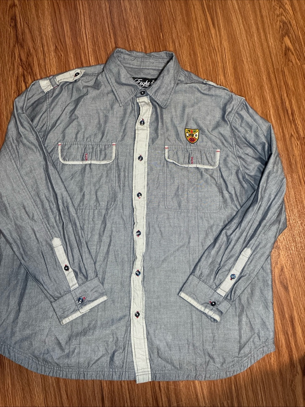 Vintage Young Jeezy  Brand Eighty 732 Button Up Shirt Size  3XL Blue Gray Color